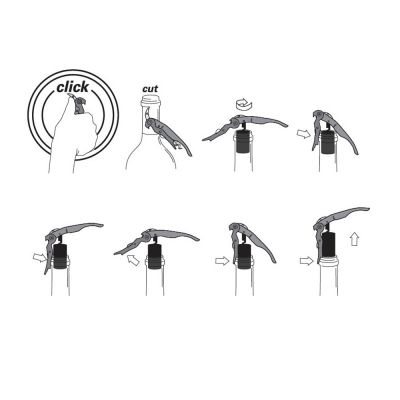 Подарочный винный набор из штопора и кожаного чехла для штопора ClickCut Set, серебристый-17