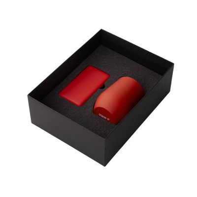 Подарочный набор с термокружкой и повербанком С1, 5000 mAh, красный-1