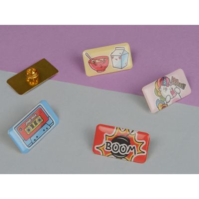 Значок металлический Прямоугольник закругленные углы, золотистый-5