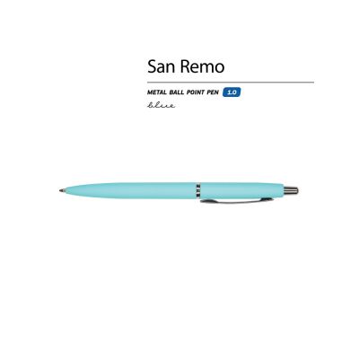 Ручка металлическая шариковая San Remo, софт-тач, 1.0 мм, голубой-1