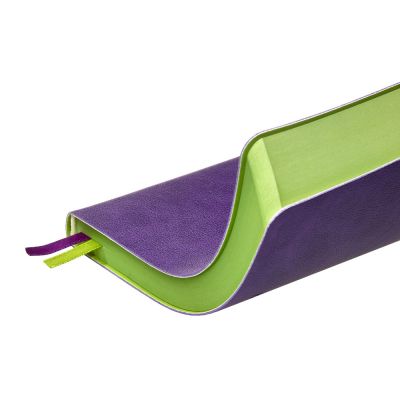 Ежедневник А5 датированный Boston 2026, фиолетовый с салатовым обрезом-5