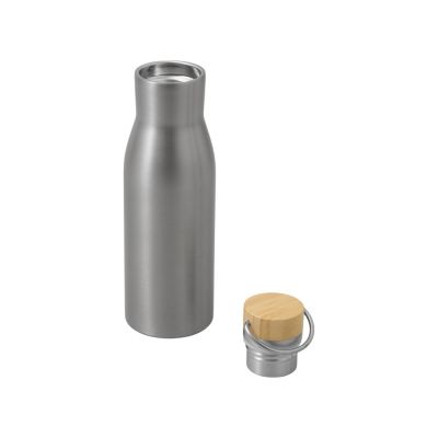 Вакуумная термобутылка с бамбуковой крышкой Klas, 500 мл, серебристый-1