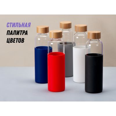 Бутылка для воды стеклянная Refine, в чехле, 550 мл, черный-13