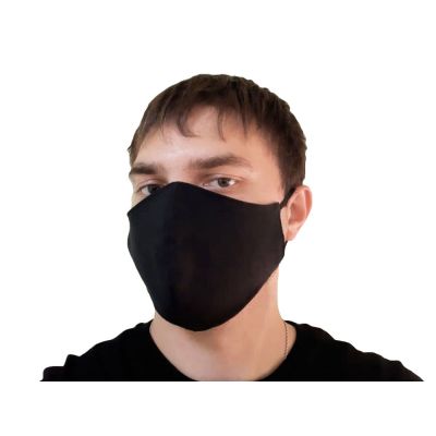 Маска для лица многоразовая из хлопка, анатомической формы, черный-2