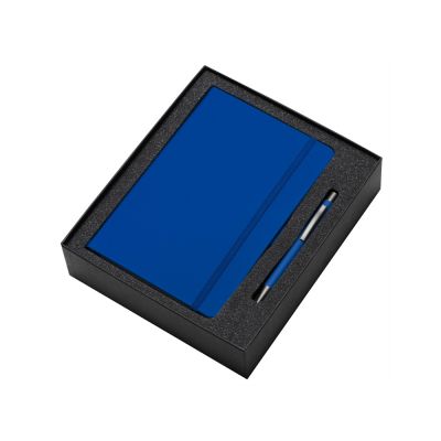 Подарочный набор Vision Pro soft-touch с ручкой и блокнотом А5, синий-1