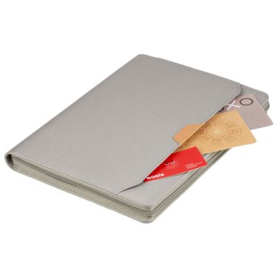 Портфолио А4 из RPET на молнии Harvey, 40 л FSC бумаги, серый-0