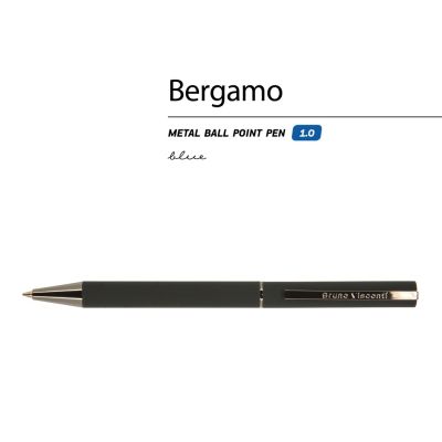 Ручка Bergamo шариковая автоматическая, черный металлический корпус, 0.7 мм, синяя-1