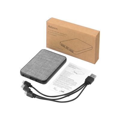 Портативное зарядное устройство из rPET Reborn, 5000 mAh, серый-8