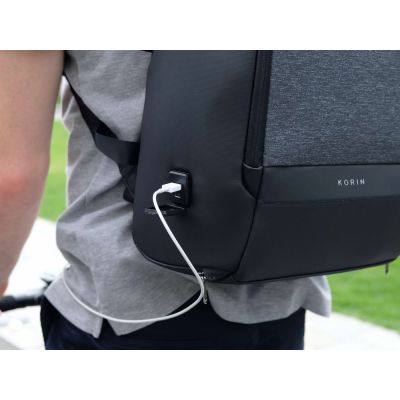 Антикражный рюкзак FlexPackPro для ноутбука 15.6, серый/черный-16