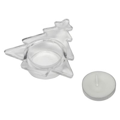 Подсвечник стеклянный со свечой, прозрачный-1