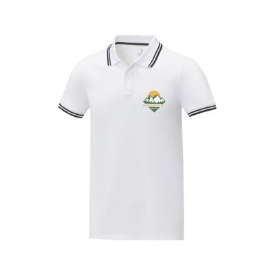 Amarago Мужское поло с коротким рукавом и контрастной отделкой, белый-3