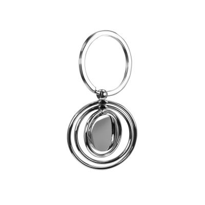 Брелок с 3 кольцами и диском, вращающимися вокруг одной оси, серебристый-1