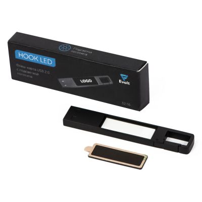USB 2.0- флешка на 32 Гб c подсветкой логотипа Hook LED, темно-серый, белая подсветка-8