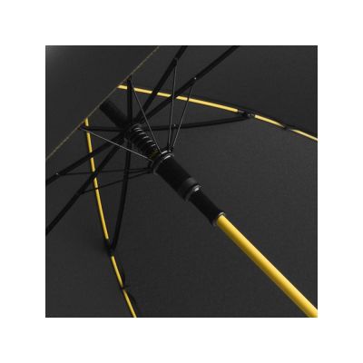 Зонт-трость 1084 Colorline с цветными спицами и куполом из переработанного пластика, черный/желтый-1