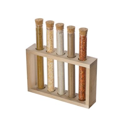 Набор Delish из пяти специй в подставке из бука-0