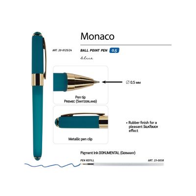 Ручка пластиковая шариковая Monaco, 0,5мм, синие чернила, морская волна-2