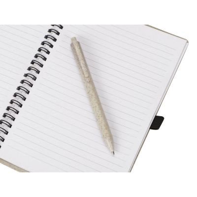 Блокнот А5 Toledo M, бежевый + ручка шариковая Pianta из пшеничной соломы, бежевый-3