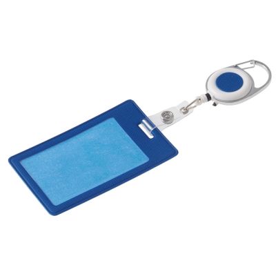 Бейдж с рулеткой-карабин Favor, синий-0