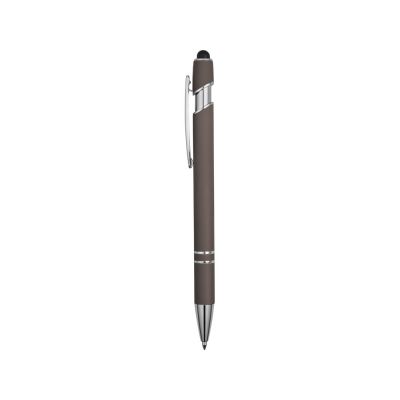 Ручка металлическая soft-touch шариковая со стилусом Sway, серый/серебристый-2