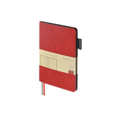 Блокнот А5 Boston, красный с серым срезом-0