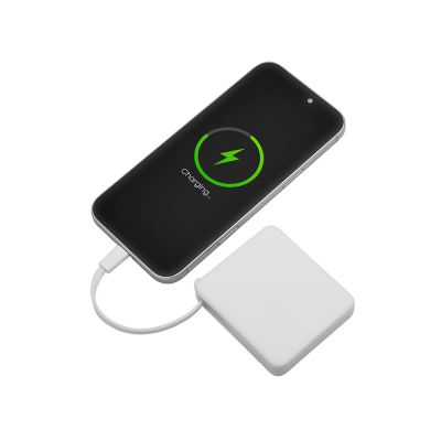 Внешний аккумулятор со встроенным кабелем USB-C Дэнси, 5000 мАч, белый-2