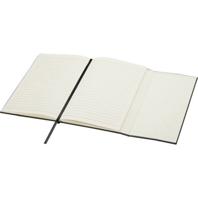 Блокнот Alejandra формата А5 с твердой обложкой из переработанной кожи - сплошной черный-4