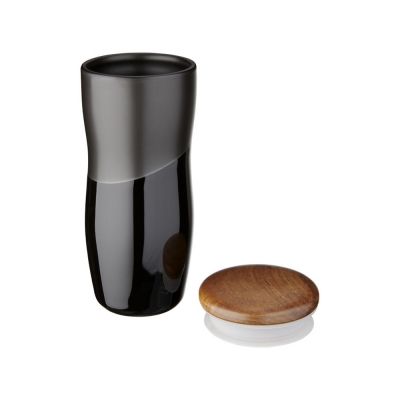 Двустенная керамическая термокружка Reno объемом 370 мл, черный-4