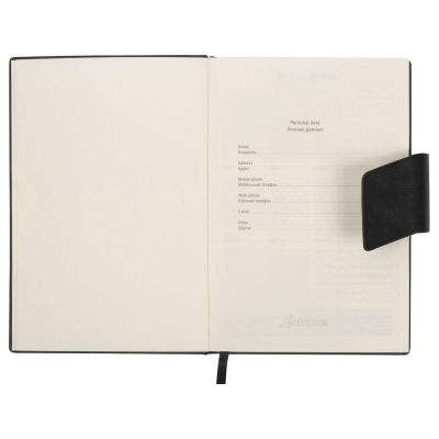 Бизнес блокнот А5 Monoi с клапаном, твердая обложка, 128 листов, черный-3