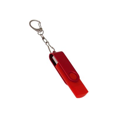 USB-флешка на 64 Гб 2 в 1 поворотный механизм, c дополнительным разъемом Type-C с одноцветным металлическим клипом, красный-0