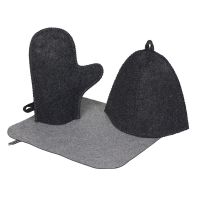 Банный набор из шапки, рукавицы и коврика Calm, серый