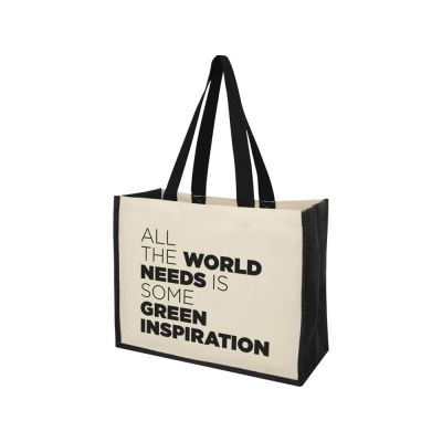 Сумка-тоут Varai для покупок из холщового хлопка и джута (плотность 320 г/м2), черный-3