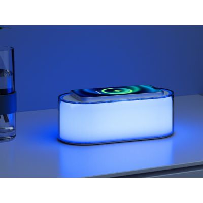 Ночник с беспроводной зарядкой и RGB подсветкой Miracle, 15 Вт, белый-8