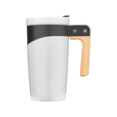 Керамическая кружка с ручкой из дерева Grotto, белый-4