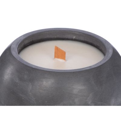 Круглая свечка в бетоне, фитиль дерево, oud wood-1