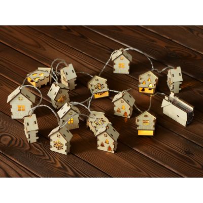 Елочная гирлянда с лампочками Зимняя сказка деревянная-1