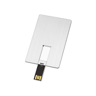 Флеш-карта USB 2.0 64 Gb в виде металлической карты Card Metal, серебристый-1
