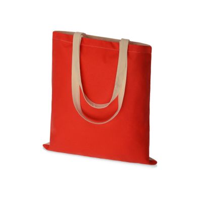 Сумка для шопинга Twin двухцветная из хлопка, 180 г/м2, красный/натуральный-0