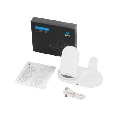 Складная зарядная станция с беспроводной зарядкой Flashport, 15 Вт, белый-13