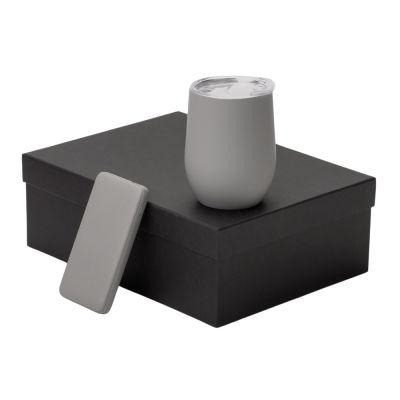 Подарочный набор с термокружкой и повербанком С2, 10000 mAh, серый-0