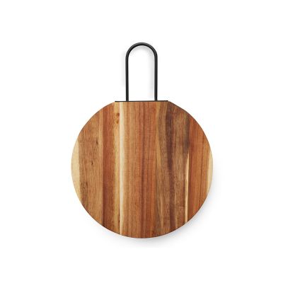 Деревянная круглая доска из акации с металлической ручкой Кира-2