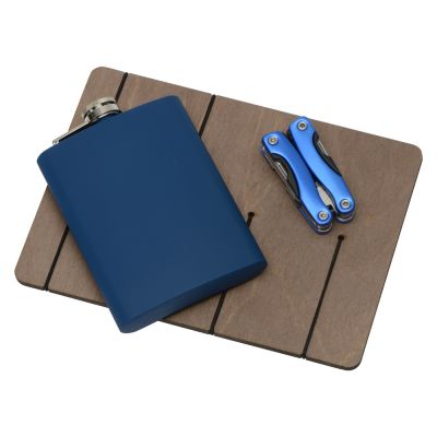 Подарочный набор Путешественник с флягой и мультитулом, синий-1