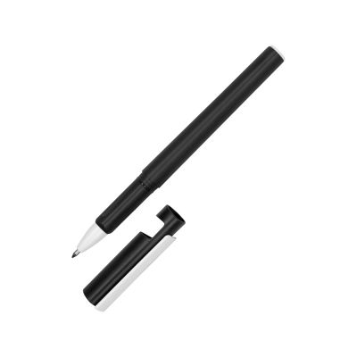 Ручка пластиковая шариковая трехгранная Nook с подставкой для телефона в колпачке, черный/белый-4