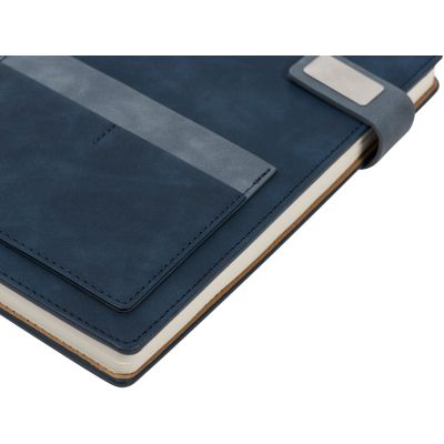 Бизнес блокнот А5 Freya с клапаном и карманом для визиток, твердая обложка, 128 листов, синий и темно-5