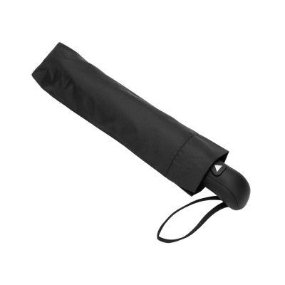 Зонт-полуавтомат Roof с куполом из переработанного пластика, черный-3