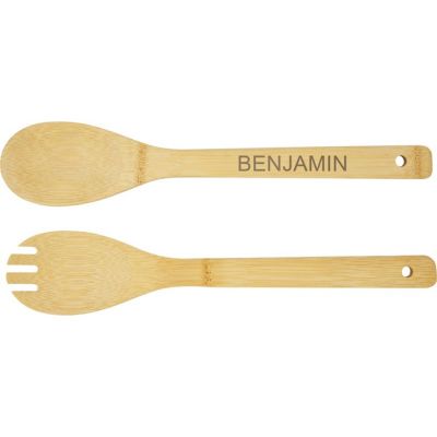 Argulls, бамбуковая салатница и приборы, natural-4