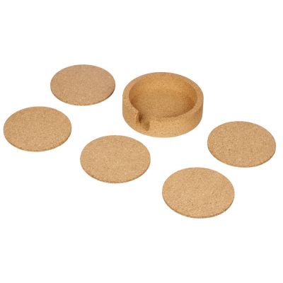 Набор костеров из пробки на подставке из пробки Krock-7