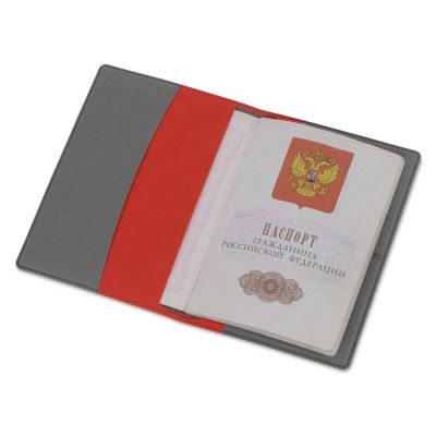 Обложка для паспорта с RFID защитой отделений для пластиковых карт Favor, красная/серая-1