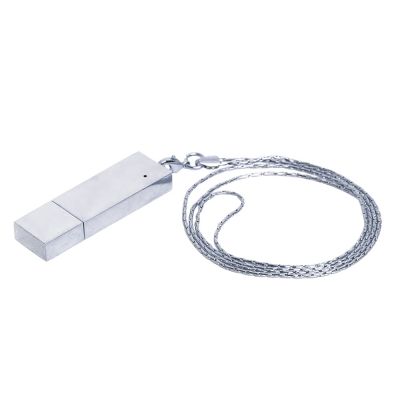 Флешка прямоугольной формы в виде металлического слитка, 64 Гб, серебристый-0