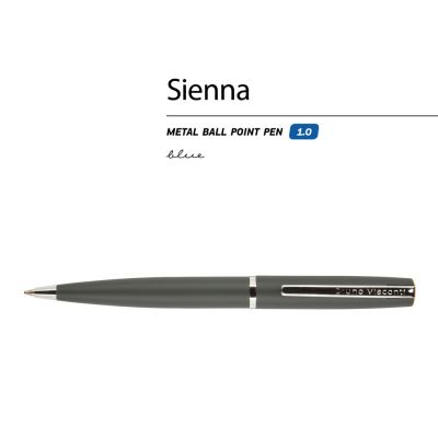 Ручка Sienna шариковая  автоматическая, серый металлический корпус soft-touch, 1.0 мм, синяя-1