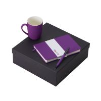 Подарочный набор с блокнотом С2, пластиковой ручкой и кружкой, фиолетовый